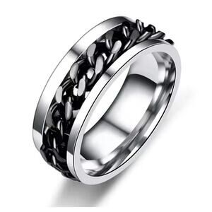 Black spinner Ring - titanium - size 10.